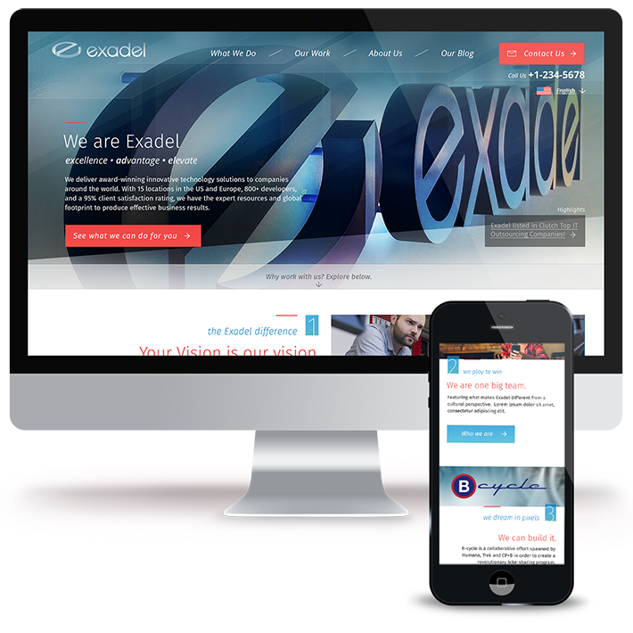 The hero image of the Exadel Redesign Project