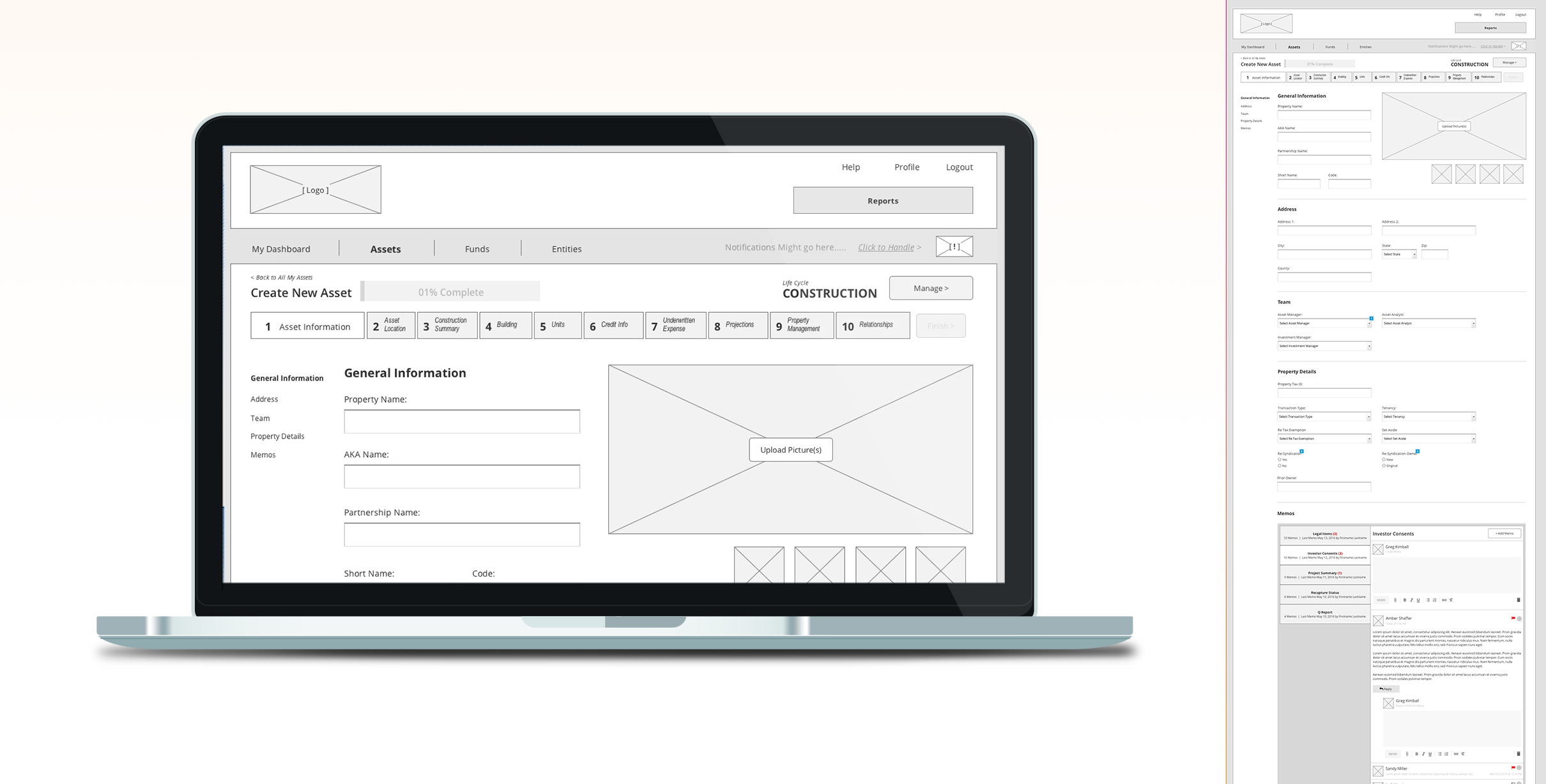 Wireframe prototype of the experience