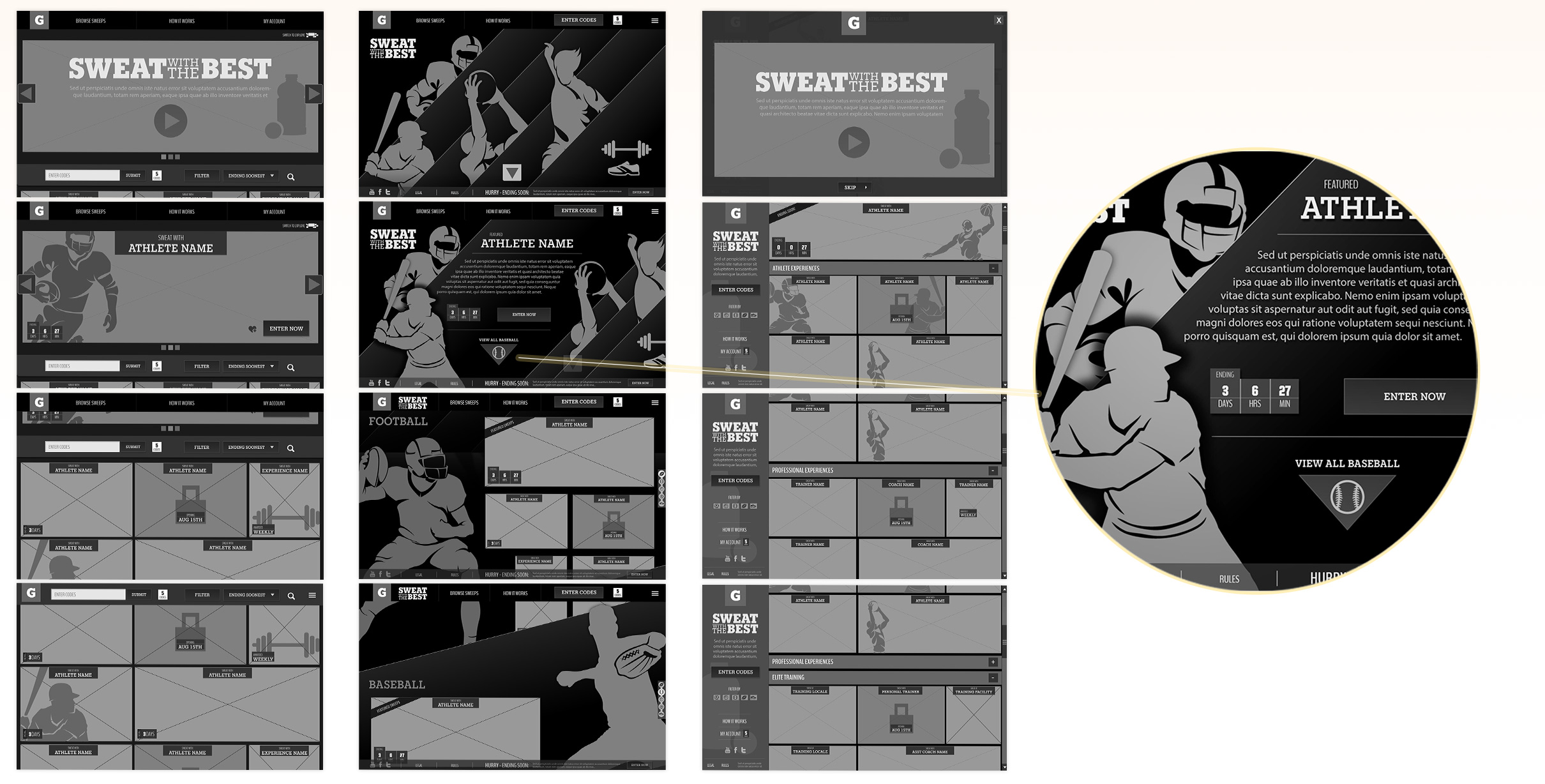 Wireframe prototype of the experience