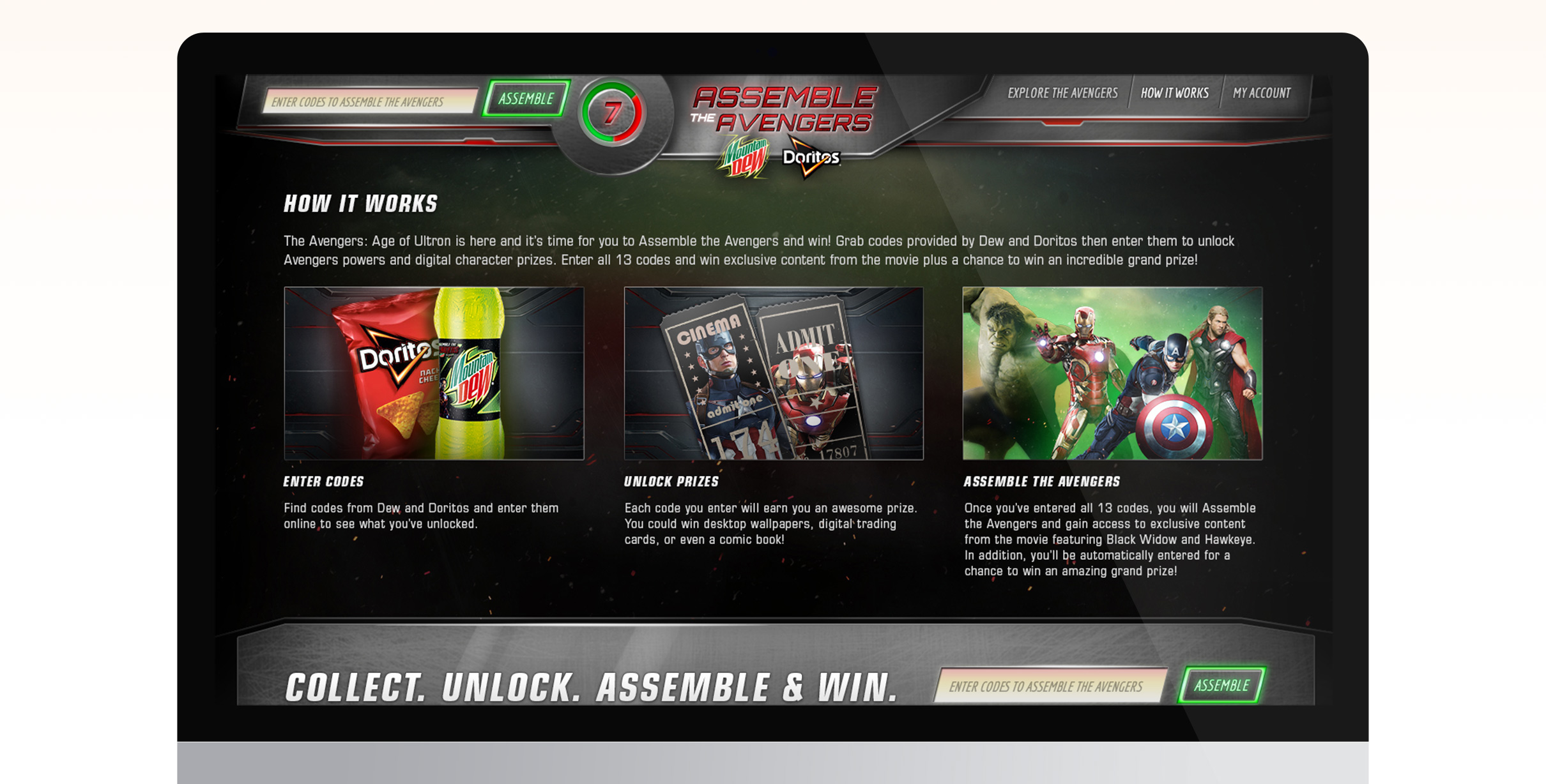 Wireframe prototype of the experience