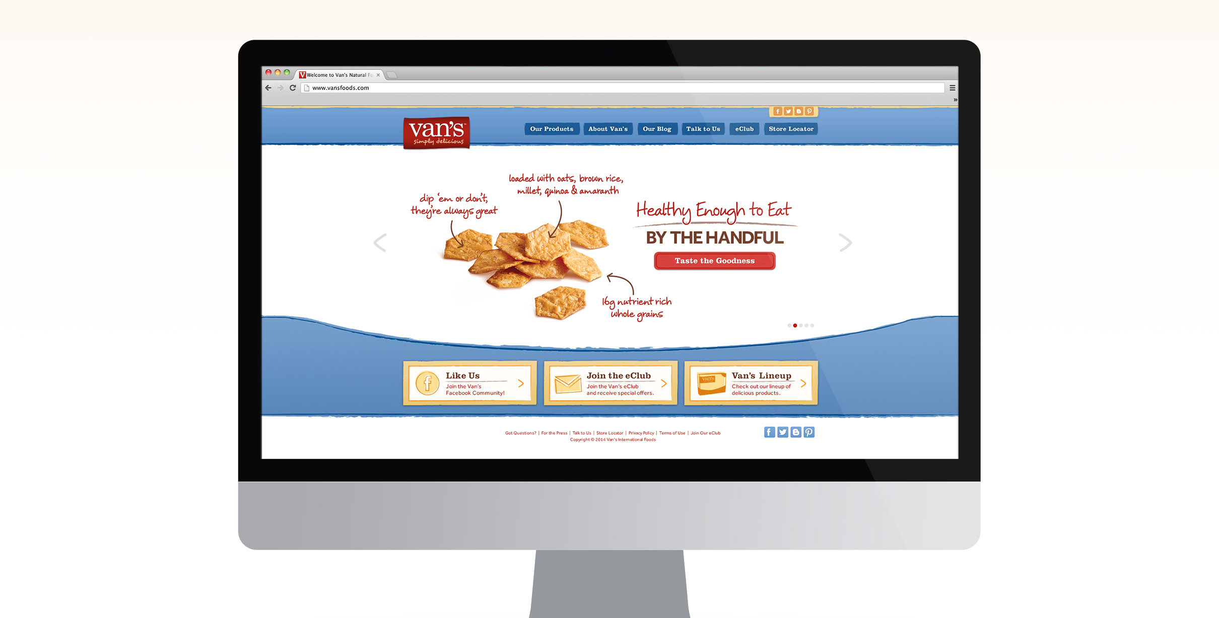 The previous, non-responsive website