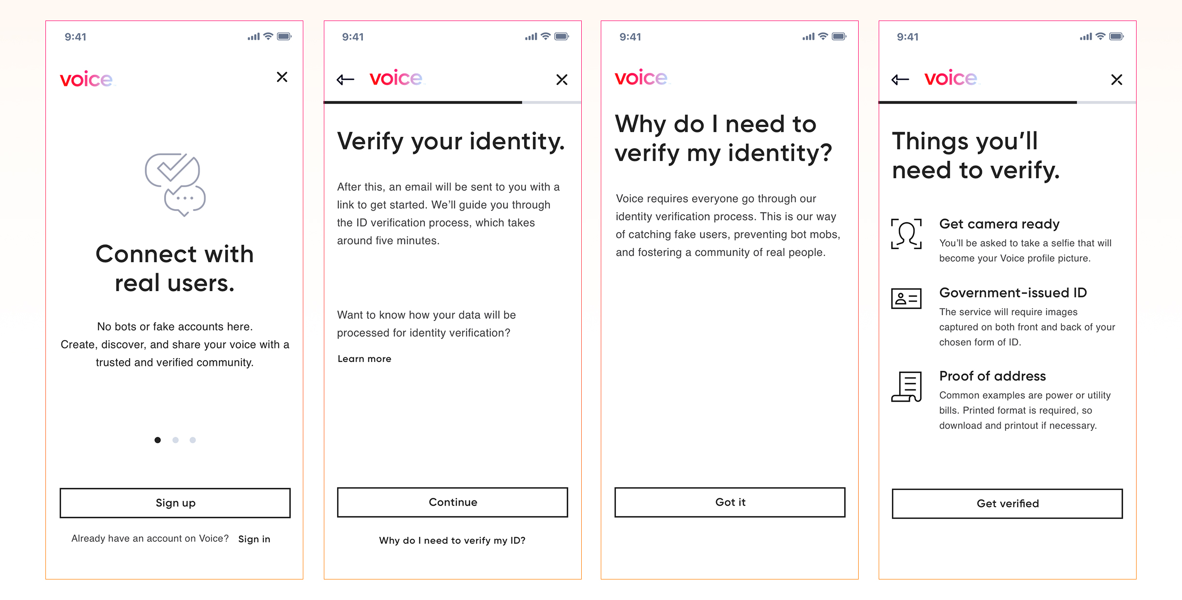 Sign up and Identity in Voice