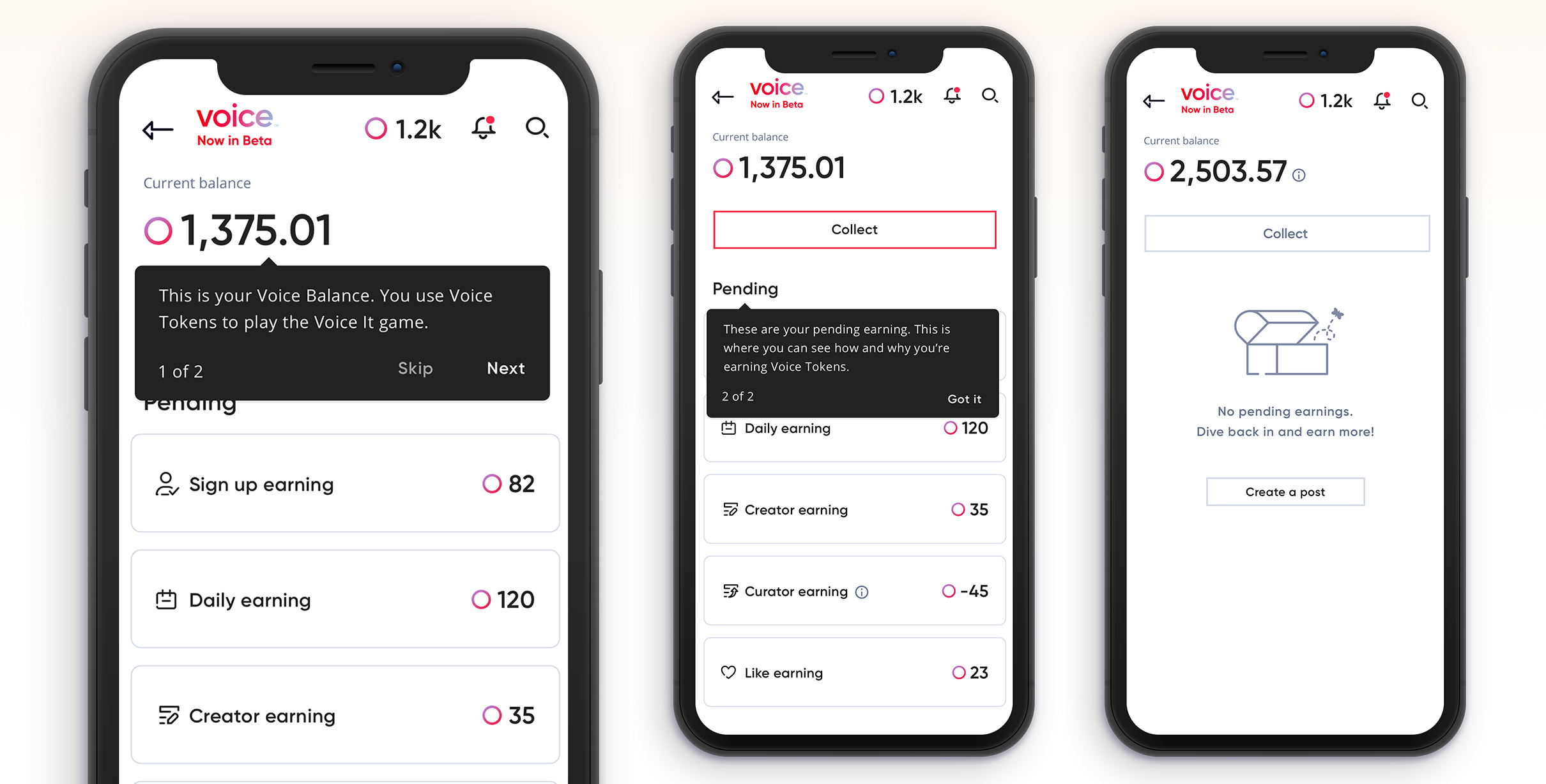Collecting rewards within Voice